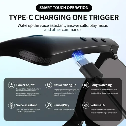 Miniatura 7 de Lentes de sol Bluetooth para hombres y mujeres, lentes inteligentes con llamadas manos libres/música, diseño ligero (1.41 onzas), Bluetooth 5.3, 8