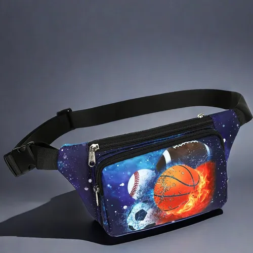 Miniatura 9 de LEDAOU Riñonera para niños, bolsa cruzada para niños, riñonera, ligera, para el pecho, Baloncesto Rugby Estrellas de fútbol, Talla única