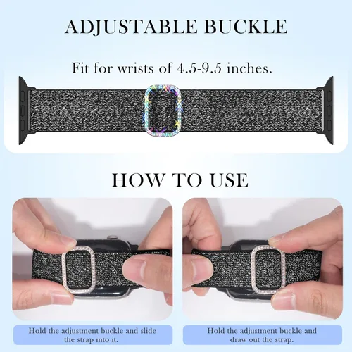 Miniatura 7 de LETOID Correas elásticas diseñadas para Apple Watch Band de 1.496 pulgadas, 1.575 pulgadas, 1.614 pulgadas, 1.654 pulgadas, 1.732 pulgadas, 1.772