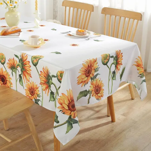 Miniatura 2 de Mantel rectangular de verano de 60 x 84 pulgadas, mantel floral de girasol, a prueba de derrames, lavable, resistente a las arrugas, acuarela