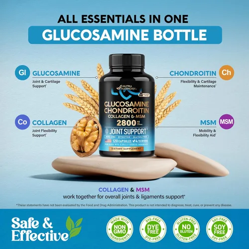 Miniatura 6 de Glucosamina condroitina MSM Colágeno HSA Suplemento de apoyo articular 2800 mg Fabricado en Estados Unidos Artículos de productos aprobados