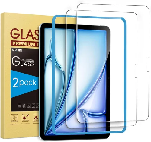 SPARIN - Paquete de 2 protectores de pantalla para iPad Air de 11 pulgadas M3 2025 y M2 2024 (iPad Air 7ª/6ª generación), vidrio templado -