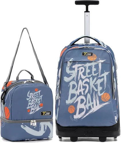 Miniatura 28 de NEW TILAMI Mochila con ruedas de 19 pulgadas con bolsa de almuerzo para niñas y niños, mochila para laptop con ruedas, bolsa de mano duradera