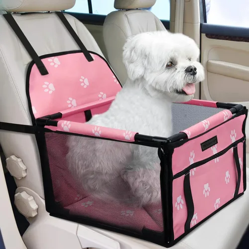 Miniatura 16 de Asiento de coche para perro plegable, asiento elevador de coche para perros impermeable transpirable Oxford, bolsa de viaje para perros pequeños a