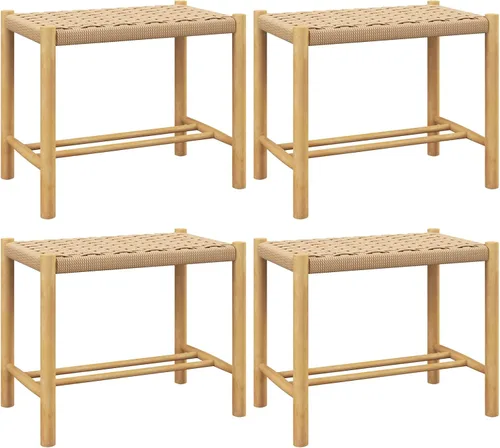 Miniatura 9 de Giantex Juego de 2 taburetes de madera, sillas bohemias sin espalda de 18 pulgadas de alto con patas de madera de goma, carga máxima de 330 libras