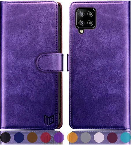 Miniatura 10 de SUANPOT Funda de piel tipo cartera para Samsung Galaxy A12 con bloqueo RFID, tarjetero para tarjetas de crédito, funda de teléfono con tapa a prueba