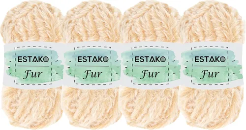 Miniatura 43 de Estako Piel 100% poliéster, suave, súper grueso, esponjoso, pelo sintético, hilo de tejer y ganchillo, 3.52 oz (100gr) 71 yardas (213.3 ft)