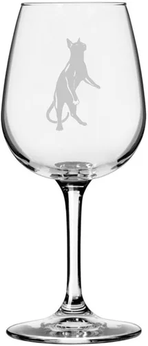 Miniatura 153 de Copa de vino de 12.75 onzas con temática de gato abisinio grabada para todo uso