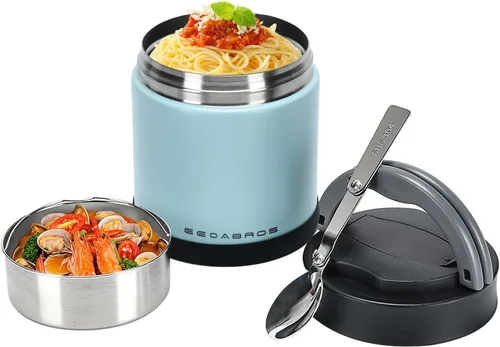 Miniatura 7 de Termo para comida caliente 33.8 OZ, frasco de comida aislado al vacío para adultos, termo de sopa de acero inoxidable de boca ancha a prueba