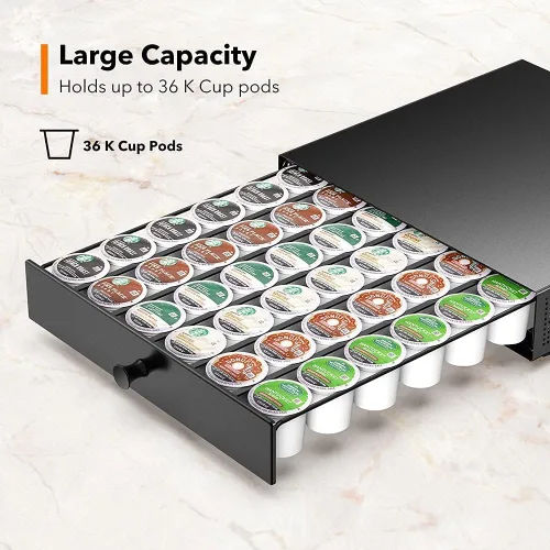 Miniatura 6 de Goldlion Soporte para tazas K, bandeja deslizante, organizador de cápsulas de café, organizador de cápsulas de café rodantes, organizador de tazas