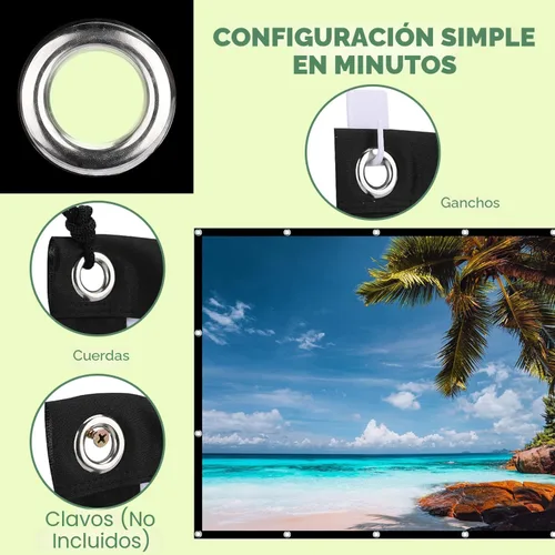 Miniatura 4 de Pantalla de proyección de video de 150 pulgadas, pantalla de proyector lavable 4K de 16:9 HD plegable, no se arruga, portátil, pantalla de películas