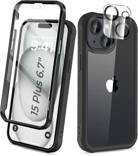 Miniatura 18 de Funda para iPhone 15 de cuerpo completo, protector de pantalla integrado, con protector de lente de cámara, [antiamarilleamiento], funda protectora