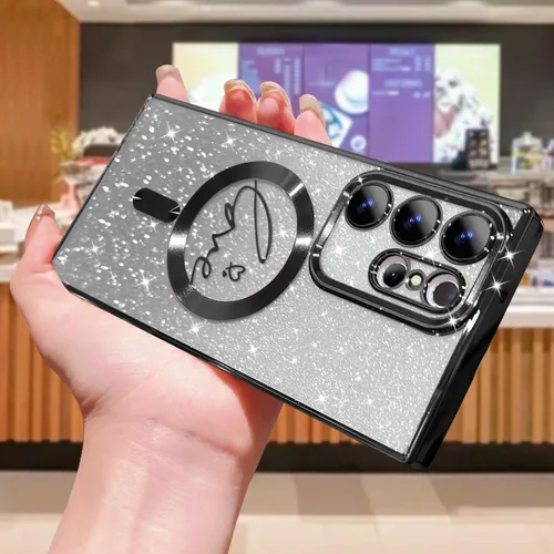 Miniatura 107 de ZONRW - Funda para Samsung Galaxy S22 Ultra magnética, para mujeres y niñas, cubierta trasera suave, lujosa, con corazón de amor, bling, degradado