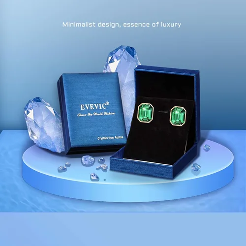Miniatura 7 de Aretes de tuerca octágono de cristal austriaco para mujer, joyería hipoalergénica de plata de ley 925