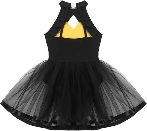 Miniatura 105 de CHICTRY Vestido tutú de ballet con lentejuelas brillantes para niñas y niñas, moderno disfraz de baile latino de jazz