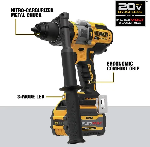 Miniatura 8 de DEWALT FLEXVOLT VENTAJA 20V MAX* Taladro de martillo, inalámbrico, 1/2 pulgada (DCD999T1)