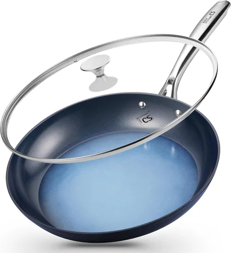 Miniatura 11 de KOCH SYSTEME CS Sartén pequeña, antiadherente de 8 pulgadas con revestimientos de cerámica no tóxicos, sartén antiadherente, sartén pequeña, Azul