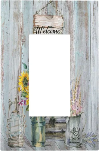 Miniatura 155 de Cubierta de interruptor de luz de 3 cuadrillas con diseño de flores azules púrpuras, cubierta de placa de pared de triple palanca, arbustos florales