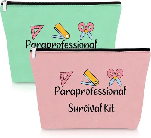 Miniatura 11 de Paraprofessional - 2 bolsas de maquillaje para regalo de agradecimiento para paraeducador, profesor, asistente, 2 piezas, bolsa de cosméticos, día