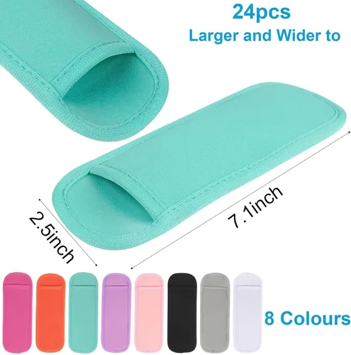 Miniatura 2 de JANYUN Paquete de 24 bolsas reutilizables para paletas de hielo, fundas anticongelantes (multicolor)
