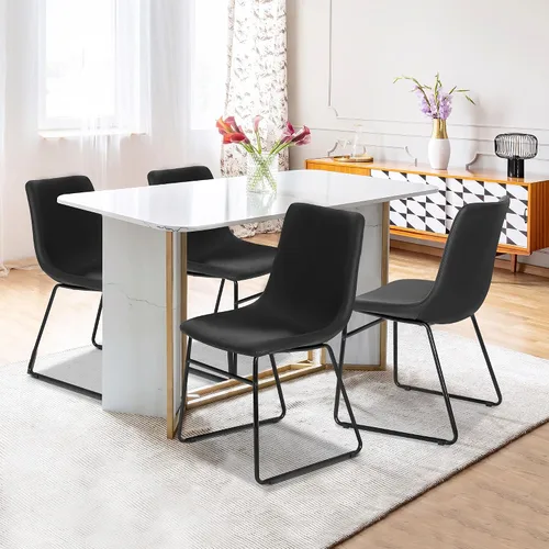 Miniatura 2 de SUPER DEAL Juego de 2 sillas de comedor para cocina y comedor de 18.3 pulgadas, estilo de mediados de siglo, modernas, de piel sintética, sillas