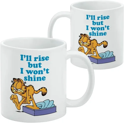 Miniatura 2 de GRAPHICS & MORE Garfield - Taza de café de cerámica con texto en inglés "I'll Rise but I won't Shine", tazas de regalo novedosas para café, té