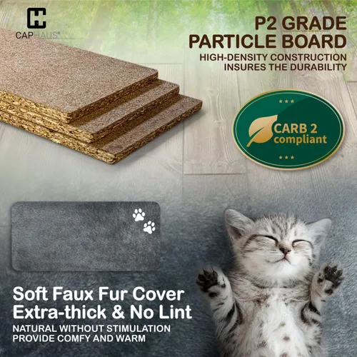 Miniatura 6 de CAPHAUS Torre para Gatos de Interior con Juguete de Varita para Gatos, Moderno y Lindo Árbol para Gatos de 74 Pulgadas con Percha Ampliada para Gris