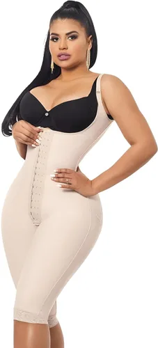 Forma Tu Cuerpo Fajas Colombianas, Fajas hasta la Rodilla, Faja de Cuerpo Completo para Mujer, Faja Completa Para Mujer Beige + diseño de reloj de