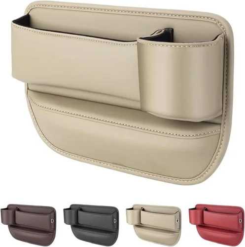 Miniatura 8 de Bolsa de cuero para portavasos de automóvil, caja de almacenamiento para automóvil mejorada 2025 con soporte para tazas, caja de almacenamiento