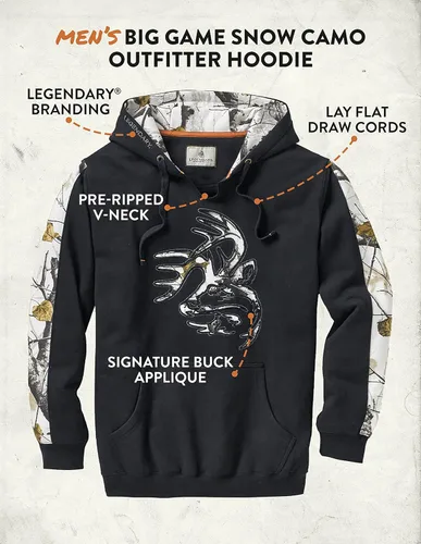 Miniatura 4 de Legendary Whitetails Men's Big Game Camo Snow Outfitter Hoodie