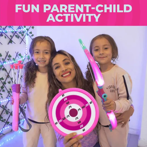 Miniatura 5 de Toysery Juego de tiro con arco para niños con luces flash LED, arco de juguete y flechas para niños de 6 a 8 años, incluye arco de tiro con arco, 6