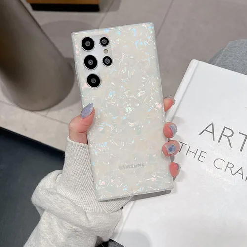 Miniatura 7 de J.west Funda para Galaxy S22 Ultra 5G, con purpurina brillante translúcida translúcida de ópalo colorido diseño de lámina fina con estampado