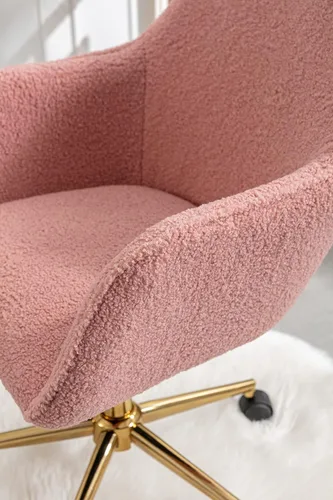 Miniatura 7 de Silla de oficina en casa, silla de escritorio peluda, silla de tocador tapizada y esponjosa, silla de trabajo moderna, silla giratoria ajustable