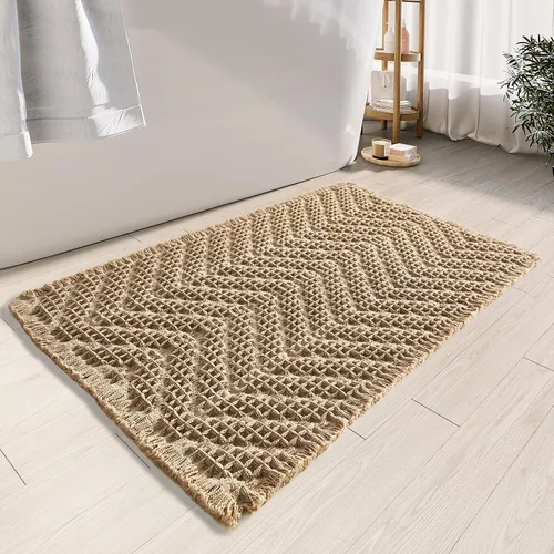 Miniatura 17 de BULULOM Alfombras de Baño Boho, Alfombra de Baño Waffle Mejorada, Alfombras de Baño Súper Absorbentes Antideslizantes, Alfombras Lavables a Máquina