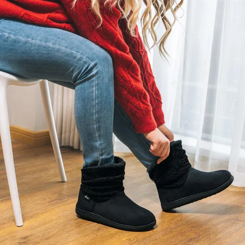 Miniatura 2 de LongBay Pantuflas de punto de chenilla cálidas para mujer, de espuma viscoelástica, cómodas, de gamuza, esponjosas, de espuma viscoelástica, botas