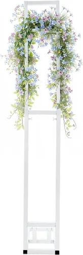 Miniatura 2 de DYNAMI Soporte de telón de fondo cuadrado blanco para bodas, soporte de arco de metal con base plegable, altura ajustable (1-2m) Soporte rectangular