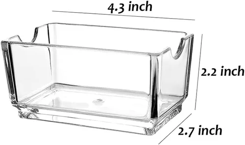 Miniatura 4 de Sizikato 2pcs Clear Acrylic Sugar Packet Holder Square Tea Bag Bowl, 4.3 Pulgadas 2 pzas