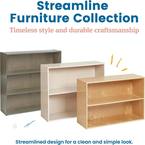 Miniatura 9 de ECR4Kids Streamline - Armario de almacenamiento con 2 estantes, 30 pulgadas, estantería para niños, color natural