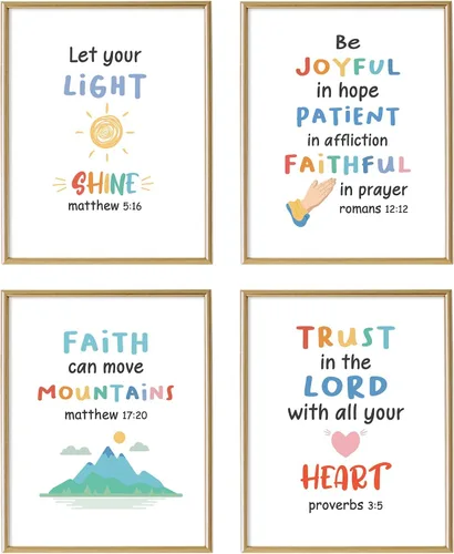 Decoración de pared con versículo bíblico cristiano inspirador, arte de pared religioso abstracto minimalista para dormitorio de niños, decoración