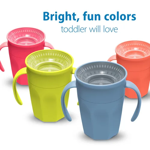 Miniatura 6 de Dr. Brown's Milestones Cheers 360 - Vaso de transición sin boquilla con asas, apto para viajes y sin fugas, para bebés y niños pequeños, azul y Azul