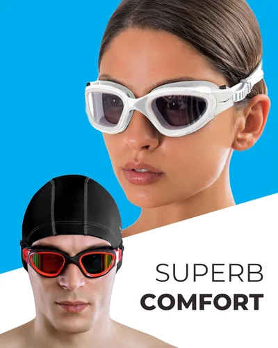 Miniatura 7 de AqtivAqua DX - Gafas de natación con visión amplia para adultos, hombres y mujeres, antiempañamiento y sin fugas