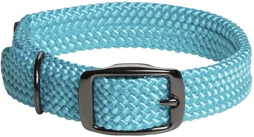 Mendota Pet Collar de doble trenza – Negro metálico – Collar para perro – Fabricado en los Estados Unidos – Turquesa, 1 x 21 pulgadas estándar
