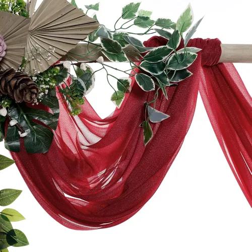 Miniatura 5 de VDS Paquete de 1 panel (30 pulgadas X 20 pies) Tela para cubrir arco de boda, cortina de gasa de chifón para ceremonia de boda, recepción