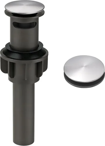 Miniatura 7 de Drenaje de fregadero de baño sin desbordamiento, tapón emergente ARCORA de oro cepillado para fregadero de recipiente con botón de clic