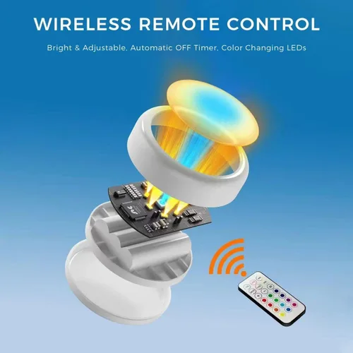 Miniatura 2 de Luces de botón con control remoto, iluminación de disco alimentadas por batería, luces de botón LED, luces LED de batería con control remoto, luces