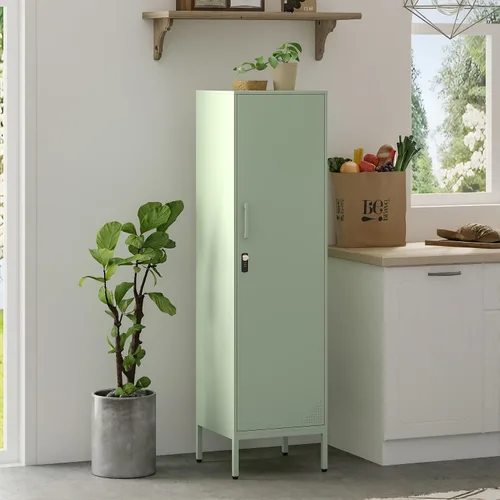 Miniatura 10 de Gabinete de almacenamiento de metal 35.4 "H Armario de almacenamiento con bloqueo Con 2 estantes y puertas ajustables, pequeño armario