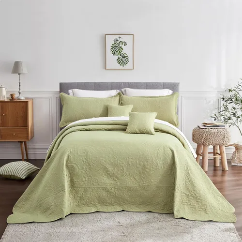 Miniatura 10 de Colcha extragrande King de 128 x 120 pulgadas, extra ancha, diseño de patrón paisley, funda de cama ligera, reversible, 5 piezas, 100% microfibra, 1