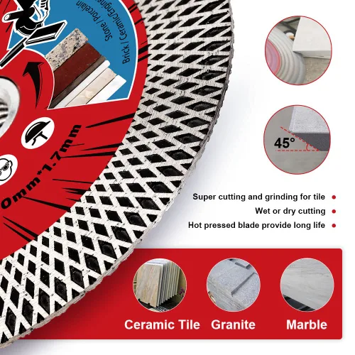 Miniatura 4 de Hoja de corte de azulejos de 4.5 "Hoja de diamante con brida para cortar y moler azulejos de porcelana granito mármol