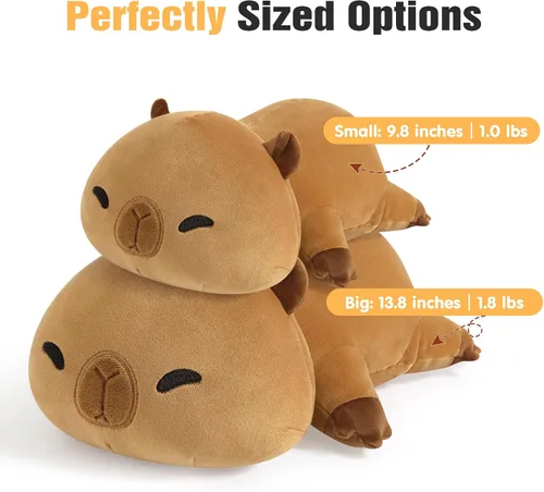Miniatura 6 de Onsoyours Animales de peluche con peso original, lindo juguete de almohada de felpa de Capybara con peso positivo y suave, regalo para niños