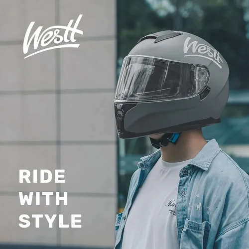 Miniatura 5 de Westt Cascos de Motocicleta Compactos – con Doble Visera, Aprobado por DOT, Casco Integral para Hombres, Mujeres y Adultos, Ligero Storm X Gris